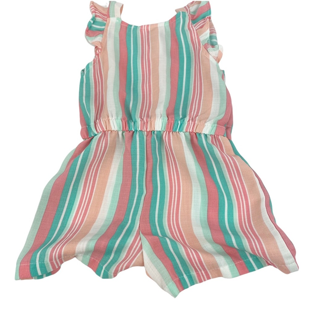 Little Lass Striped Ruffle Baby Romper 12 mos - Picture 6 of 6